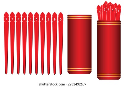 Set of Fortune Teller Sticks isolated on white background. Graphic Vector