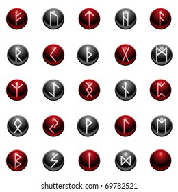 Set of fortune telling runes in glossy button style