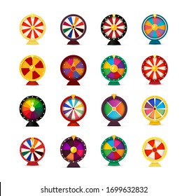 Set of Fortune wheels, lottery wheel collection, vector illustration for online casino and gambling games