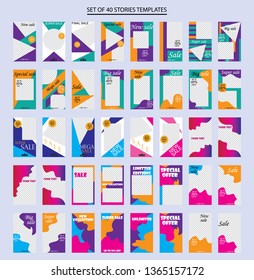 set of forty abstract vector banners for social networks stories.modern template design for web.