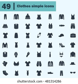 Set of forty nine clothes icons