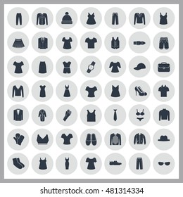 Set of forty nine clothes icons