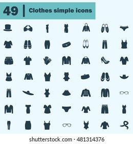 Set of forty nine clothes icons