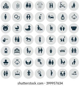 Set of forty nine family icon
