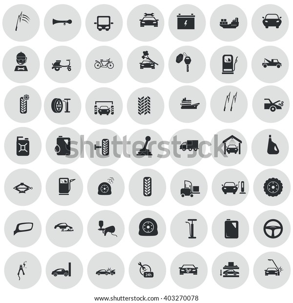 Set of\
forty nine transport and car service\
icons