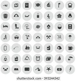 Set of forty nine travel and camping icons