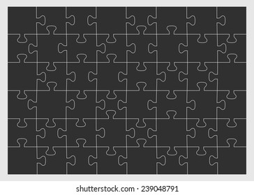 Set of forty-eight puzzle pieces. Vector illustration, eps 8.