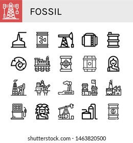 Set Of Fossil Icons Such As Oil Rig, Storage Tank, Barrel, Oil Pump, Nautilus, Oil Tank, Troglodyte, Mining, Industry, Barrels, Coal Factory, Fuel, Pumpjack, Barrel , Fossil