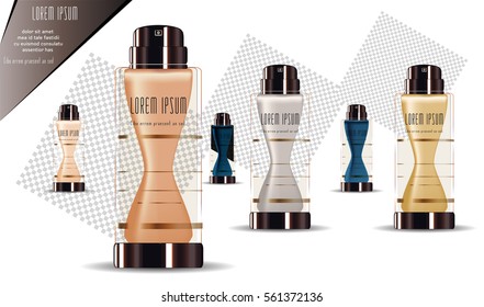 Set of Foundation liquid Cream Bottles. Spray bottles. Vector illustration.