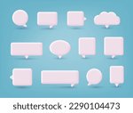 Set of four 3D speech bubble icons, isolated on orange background. 3D Web Vector Illustrations.