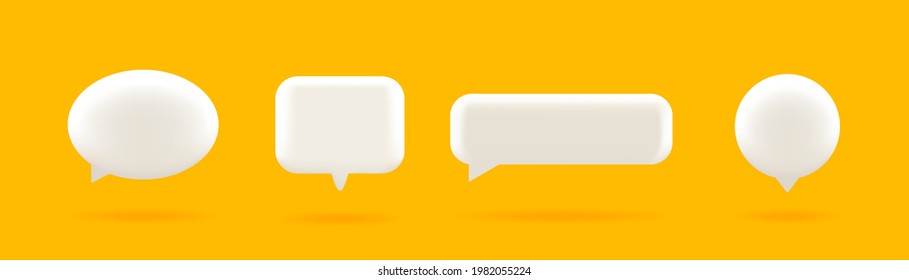 Set of four 3D speech bubble icons, isolated on orange background. 3D Chat icon set. - Shutterstock ID 1982055224