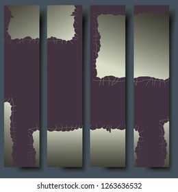 Set of four 3D vector  banners with hand-drawn abstract background  on a beautiful background with transparent shadows. 