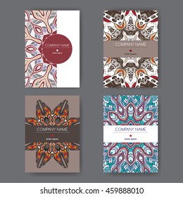 Set of four A4 templates with bright abstract pattern. Great for report, brochure covers, menu design.