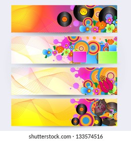 Set of four abstract art headers or banners with copy space