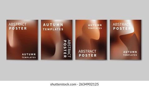  Set of four abstract autumn poster templates with warm gradients and modern design. Ideal for seasonal marketing, branding, and creative projects.
