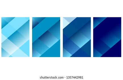 Set of four abstract background with blue gradient color. Vector graphic wallpaper of shape.