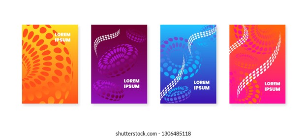 Set of four abstract background, covers design. Future geometric patterns. gradient circle shapes composition. Eps10 vector. Colorful backdrop Banner print flyer