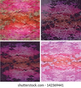 Set of four abstract background with geometric shapes. Triangle colorful mosaic backdrop.