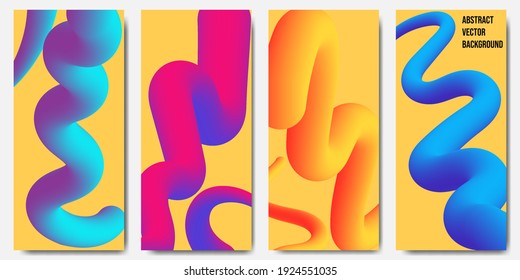 set of four abstract background mobile wallpapers with wave design that look like worms. Vector illustration