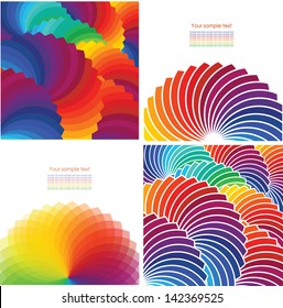 Set of four abstract background with spectrum wheels.