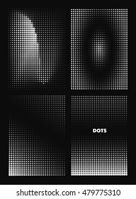 Set of four abstract backgrounds. Abstract black and white dotted background.