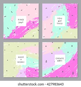 Set of four Abstract Backgrounds with colorful paint stroke for Banner, Poster, Card, Invitation, Brochure, Flyer etc.