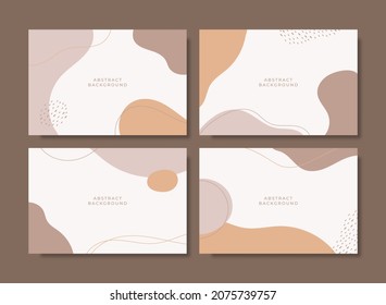 Set of four abstract backgrounds. Hand drawing various shapes and doodle objects. Trendy modern contemporary vector illustration. Every background is isolated. Pastel color