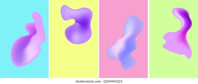 Conjunto de cuatro orígenes abstractos. Diversas formas y garabatos dibujados a mano. Ilustración vectorial moderna. Cada fondo está aislado.