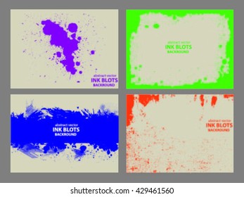 Set of four abstract backgrounds with ink blots