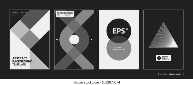 Set of four abstract backgrounds/posters in black and white style