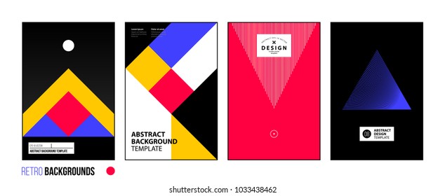 Set of four abstract backgrounds/posters in bright retro style