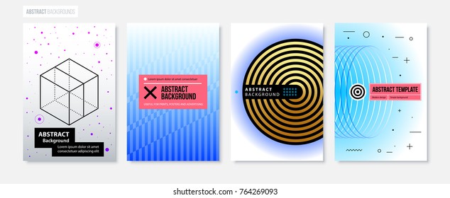 Set of four abstract backgrounds/posters in modern minimalism style