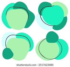 Set of four abstract banner design templates with greenish spots.