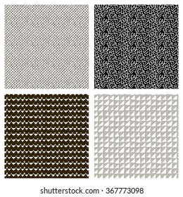 Set of Four Abstract Black Hand Sketched Scribble Seamless Background Patterns. Vector Illustration. Pattern Swatches. Ink Drawing. Texture