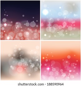 Set of four abstract blurred backgrounds