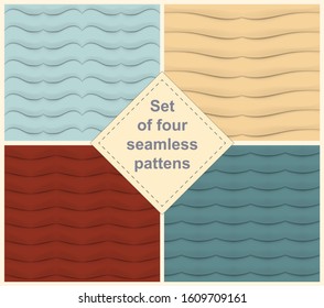 Set of four abstract colorful 3d backgrounds, seamless textures with shadow. 