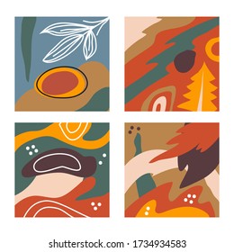 Conjunto de cuatro objetos contemporáneos abstractos patrones vectoriales modernos y modernos. Perfecto para impresiones textiles y fondo. Cada patrón está aislado