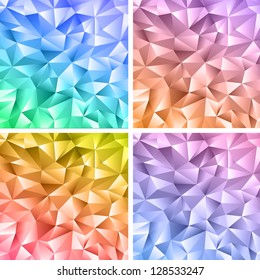 Set of four abstract crystal colorful backgrounds