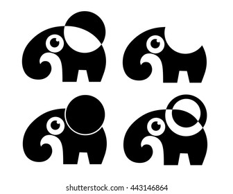 set of four abstract elephant. vector. isolated