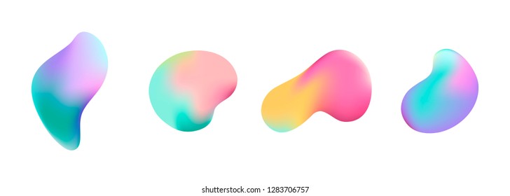 Set of four abstract forms. Gradient colored liquid shapes isolated on white background. Template for logo design