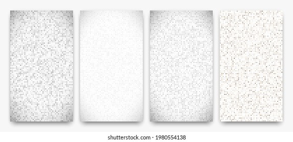 Set of four abstract geometric background of squares. Pixel backgrounds with empty space. Vector illustration.