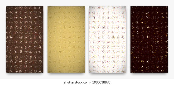 Set of four abstract geometric background of squares. Pixel backgrounds with empty space. Vector illustration.