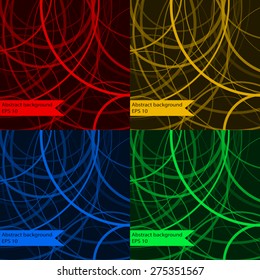 Set of four abstract geometric background of color arcs