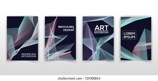 Un conjunto de cuatro diseños geométricos abstractos. Colores rosa y azul. Diseño moderno de moda. Puede ser utilizado para el Anuncio, logotipo, cartel, impresión, marco.