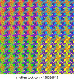 Set of four abstract geometric seamless pattern on color background