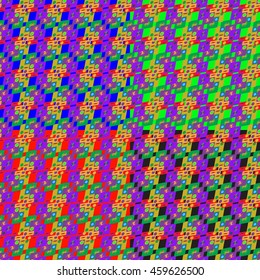 Set of four abstract geometric seamless pattern on color background.