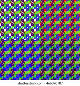 Set of four abstract geometric seamless pattern on color background.