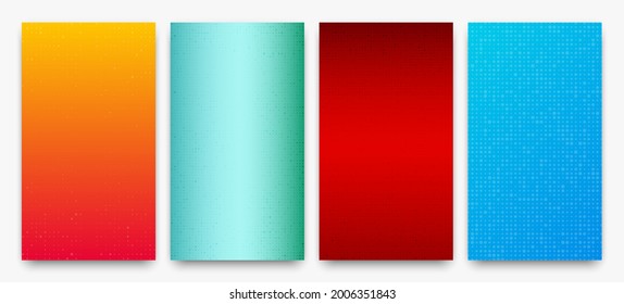 Set of four abstract gradient geometric backgrounds of squares. Pixel backgrounds with empty space. Vector illustration