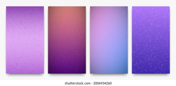 Set of four abstract gradient geometric backgrounds of squares. Pixel backgrounds with empty space. Vector illustration