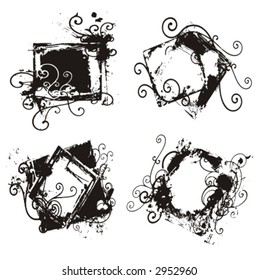 A set of four abstract grunge frames. Check my portfolio for more of this series as well as thousands of similar and other great vector items.